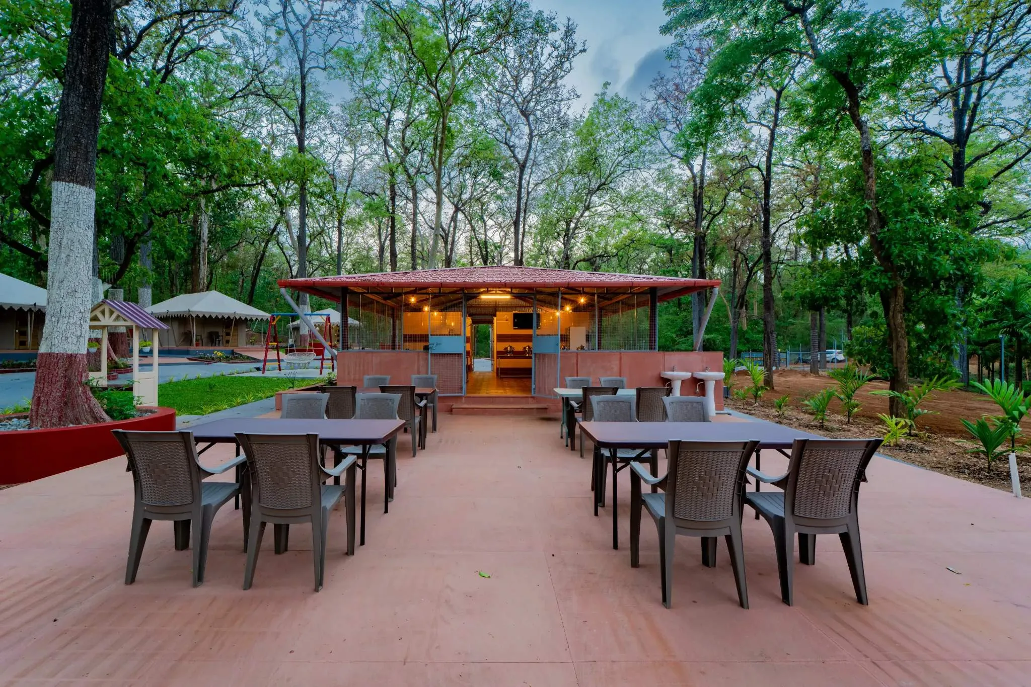 Forest safari retreat outdoor seating Forest safari retreat outdoor seating